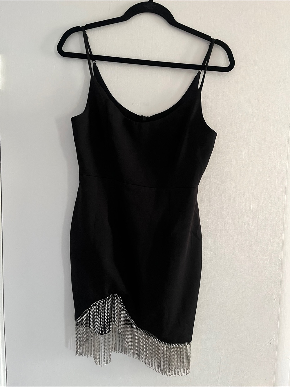 DO+BE Black Mini Dress with Silver Chain Fringe